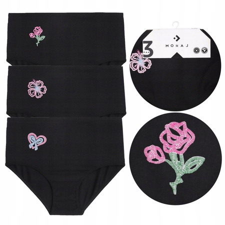 Majtki damskie Figi z wysokim stanem Czarne 3-PAK Moraj r XL