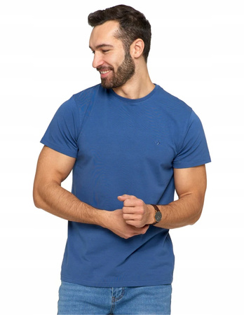 KOSZULKA MĘSKA BAWEŁNA PREMIUM KRÓTKI RĘKAW T-SHIRT NIEBIESKI MORAJ R.M
