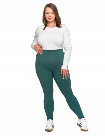 Legginsy Damskie Prążkowane Moraj Wysoki Stan Sportowe Zielone L/XL