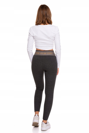 LEGGINSY DAMSKIE Z WYSOKIM STANEM OCIEPLANE SZEROKA GUMA SZARE ROZM. L/XL