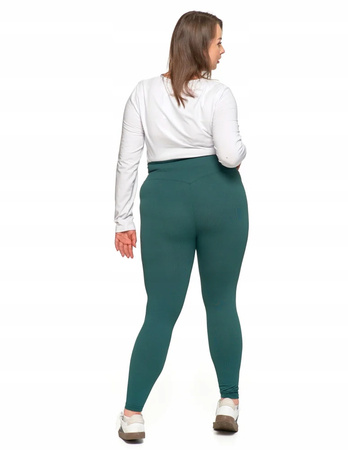 Legginsy Damskie Prążkowane Moraj Wysoki Stan Sportowe Zielone S/M