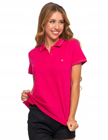 POLO KOSZULKA DAMSKA BAWEŁNA ZŁOTE DETALE PREMIUM RÓŻOWA MODNA MORAJ 3XL