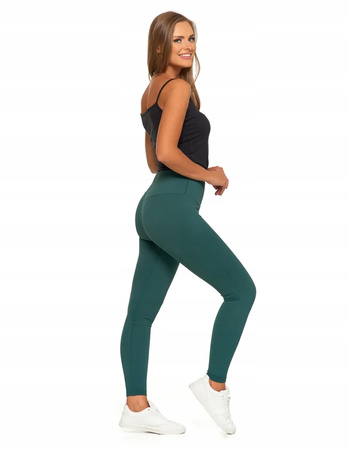 Legginsy Damskie Prążkowane Moraj Wysoki Stan Sportowe Zielone 2XL/3XL