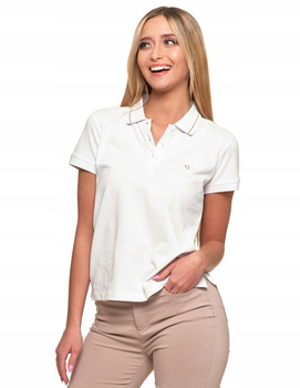 KOSZULKA DAMSKA POLO BAWEŁNIANA T-SHIRT PREMIUM ZŁOTE WYKOŃCZENIE MORAJ XXL