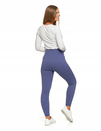 Legginsy Damskie Prążkowane Moraj Wysoki Stan Sportowe NIEBIESKIE 2XL/3XL
