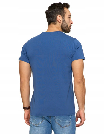 KOSZULKA MĘSKA BAWEŁNA PREMIUM KRÓTKI RĘKAW T-SHIRT NIEBIESKI MORAJ R.XXL