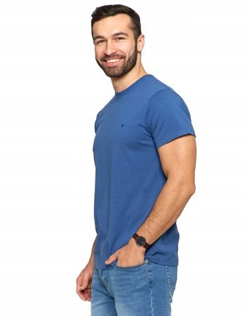 KOSZULKA MĘSKA BAWEŁNA PREMIUM KRÓTKI RĘKAW T-SHIRT NIEBIESKI MORAJ R.XXL
