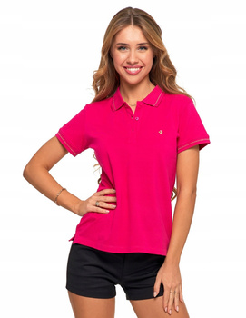 POLO KOSZULKA DAMSKA BAWEŁNA ZŁOTE DETALE PREMIUM RÓŻOWA MODNA MORAJ 3XL