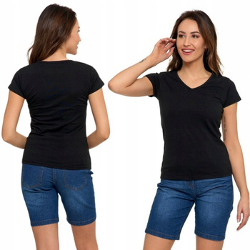 T-SHIRT DAMSKI GŁADKI BASIC MORAJ CZARNY KRÓTKI SEREK ROZ. L