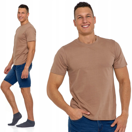 Bawełniany T-shirt Koszulka Męska BASIC Gładka MORAJ Kolor Mocca XXL