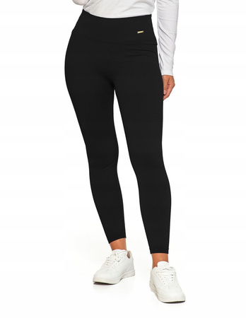 Legginsy Damskie Prążkowane Moraj Wysoki Stan Sportowe Czarne 2XL/3XL