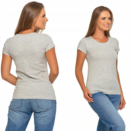 T-SHIRT DAMSKI GŁADKI BASIC MORAJ SZARY KRÓTKI RĘKAW ROZ. XL