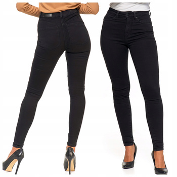 KLASYCZNE SPODNIE JEANSOWE SKINNY CZARNE MORAJ WYSOKI STAN BAWEŁNA 38