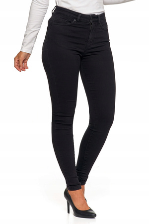 KLASYCZNE SPODNIE JEANSOWE SKINNY CZARNE MORAJ WYSOKI STAN BAWEŁNA 36