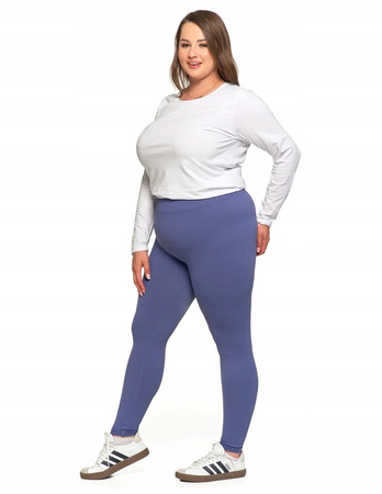 Legginsy Damskie Prążkowane Moraj Wysoki Stan Sportowe NIEBIESKIE L/XL