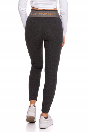 LEGGINSY DAMSKIE Z WYSOKIM STANEM OCIEPLANE SZEROKA GUMA SZARE ROZM. S/M