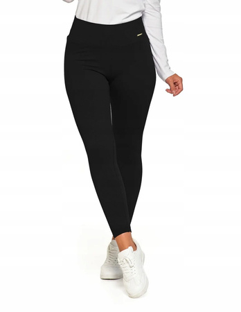 Legginsy Damskie Prążkowane Moraj Wysoki Stan Sportowe Czarne 2XL/3XL