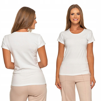 T-SHIRT DAMSKI GŁADKI BASIC MORAJ BIAŁY KRÓTKI RĘKAW ROZ. L