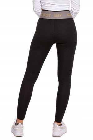 LEGGINSY DAMSKIE Z WYSOKIM STANEM OCIEPLANE SZEROKA GUMA CZARNE ROZM. S/M