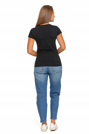 T-SHIRT DAMSKI GŁADKI BASIC MORAJ CZARNY KRÓTKI RĘKAW ROZ. L