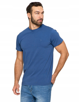 KOSZULKA MĘSKA BAWEŁNA PREMIUM KRÓTKI RĘKAW T-SHIRT NIEBIESKI MORAJ R.M