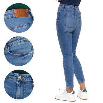 Spodnie Jeansowe Damskie Jeansy Skinny Wysoki Stan Wygodne MORAJ r. 44