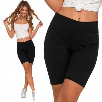 Kolarki Damskie Legginsy Szorty w Prążek Kryjące Wysoki Stan MORAJ L/XL