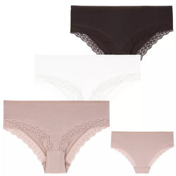 3x Figi Majtki Damskie Wykończone Koronką Bikini Bawełniane MORAJ M