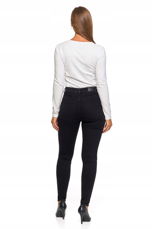 KLASYCZNE SPODNIE JEANSOWE SKINNY CZARNE MORAJ WYSOKI STAN BAWEŁNA 36