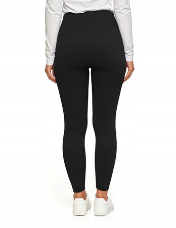 Legginsy Damskie Prążkowane Moraj Wysoki Stan Sportowe Czarne 2XL/3XL