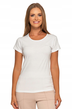 T-SHIRT DAMSKI GŁADKI BASIC MORAJ BIAŁY KRÓTKI RĘKAW ROZ. L