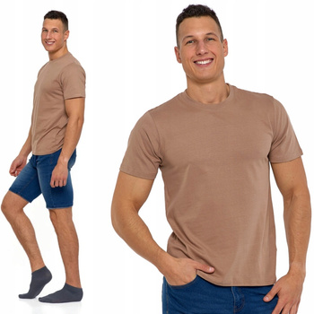 Bawełniany T-shirt Koszulka Męska BASIC Gładka MORAJ Kolor Mocca M
