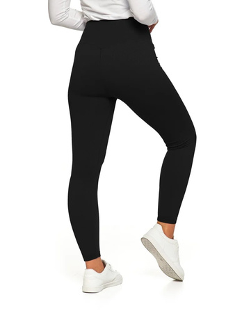 Legginsy Damskie Prążkowane Moraj Wysoki Stan Sportowe Czarne L/XL