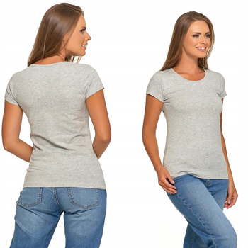 T-SHIRT DAMSKI GŁADKI BASIC MORAJ SZARY KRÓTKI RĘKAW ROZ. S