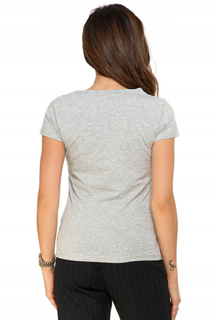T-SHIRT DAMSKI GŁADKI BASIC MORAJ SZARY KRÓTKI SEREK ROZ. M