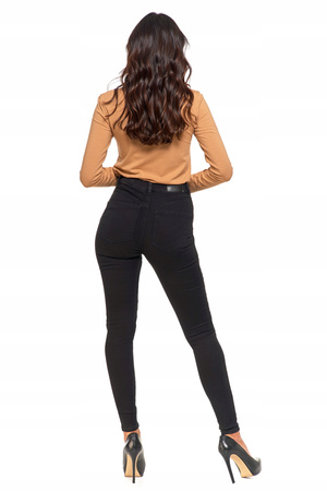 KLASYCZNE SPODNIE JEANSOWE SKINNY CZARNE MORAJ WYSOKI STAN BAWEŁNA 40