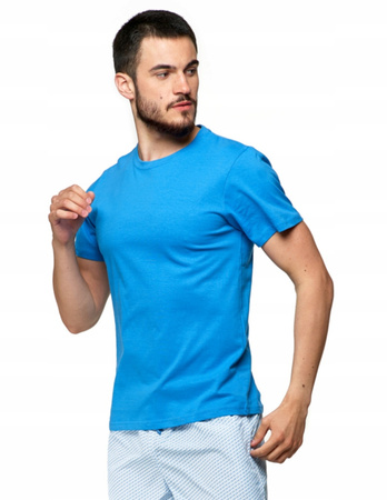 Bawełniany T-shirt Koszulka Męska BASIC Gładka MORAJ Kolor NIEBIESKI 3XL