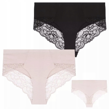 MAJTKI BAWEŁNIANE FIGI DAMSKIE BIKINI Z KORONKĄ KLASYCZNE 2 SZTUKI MORAJ XL