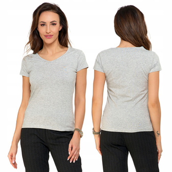 T-SHIRT DAMSKI GŁADKI BASIC MORAJ SZARY KRÓTKI SEREK ROZ. M