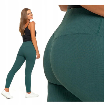Legginsy Damskie Prążkowane Moraj Wysoki Stan Sportowe Zielone 2XL/3XL