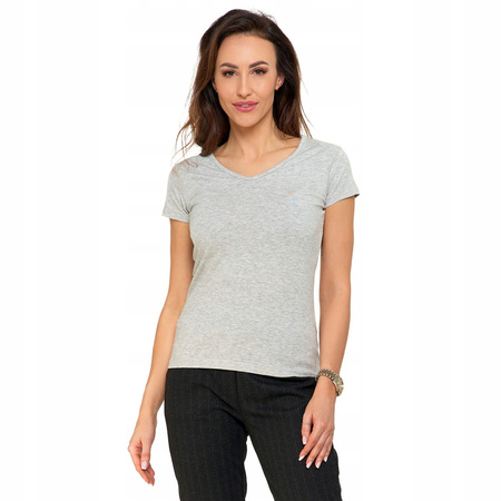 T-SHIRT DAMSKI GŁADKI BASIC MORAJ SZARY KRÓTKI SEREK ROZ. M