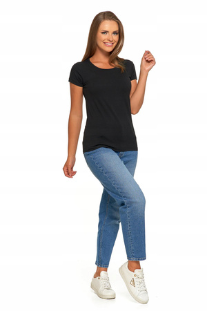 T-SHIRT DAMSKI GŁADKI BASIC MORAJ CZARNY KRÓTKI RĘKAW ROZ. L