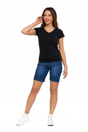 T-SHIRT DAMSKI GŁADKI BASIC MORAJ CZARNY KRÓTKI SEREK ROZ. M