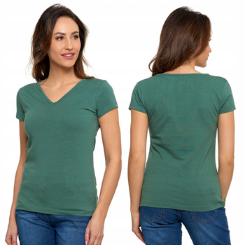T-SHIRT DAMSKI GŁADKI BASIC MORAJ KHAKI KRÓTKI SEREK ROZ. L
