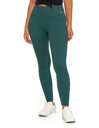 Legginsy Damskie Prążkowane Moraj Wysoki Stan Sportowe Zielone L/XL