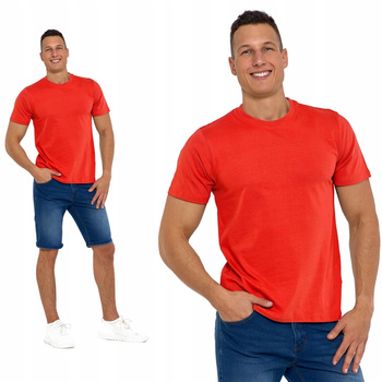Bawełniany T-shirt Koszulka Męska BASIC Gładka MORAJ Kolor CZERWONY XXL