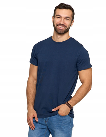 Bawełniany T-shirt Koszulka Męska BASIC Gładka MORAJ Kolor GRANATOWY L