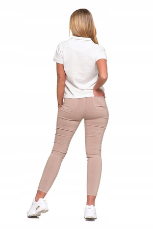 KOSZULKA DAMSKA POLO BAWEŁNIANA T-SHIRT PREMIUM ZŁOTE WYKOŃCZENIE MORAJ L