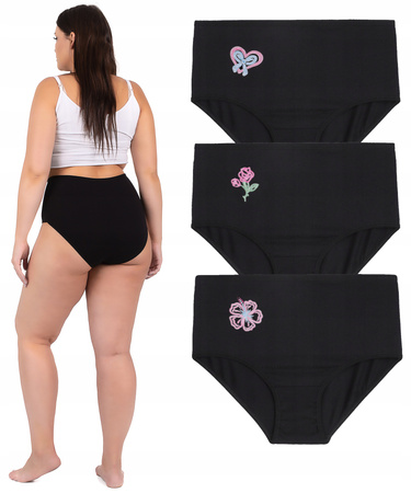 Majtki damskie Figi z wysokim stanem Czarne 3-PAK Moraj r XL